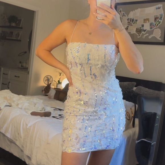 White Sequin Hello Molly Dress - Absorbing Beauty / Saints and Secrets Size M - Picture 3 of 12